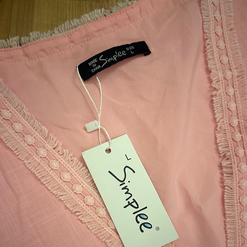 Simple Blush Ruffle Trim Dress - Picture 2 of 3